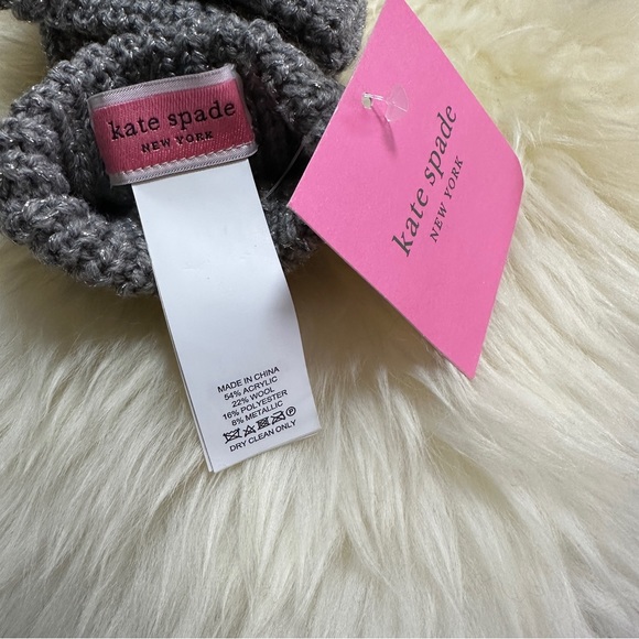 NEW Kate Spade New York Metallic Bow Pop-top Gloves Gray Shimmer - Picture 4 of 4